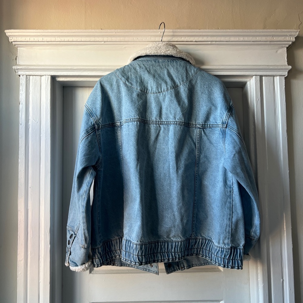 Free People Ariel Cozy Denim Bomber Jacket - Picture 9 of 9